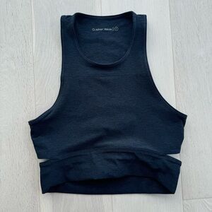 Outdoor Voices Slashback Crop Tank Athletic Bra Top Blue Grey Sz S